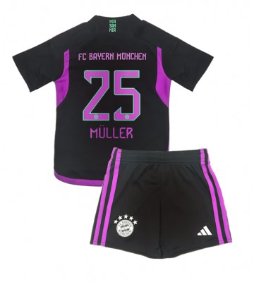 Bayern Munich Thomas Muller #25 Vieras Pelipaita Lasten 2023-24 Lyhyet Hihat (+ Lyhyet housut)